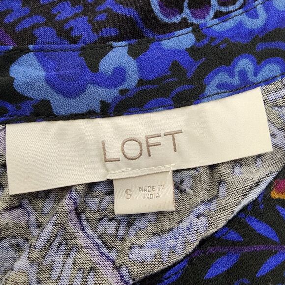 Ann Taylor Loft Womens Top Small Cold Shoulder Floral Print Long Sleeve Ruffles - Picture 11 of 13